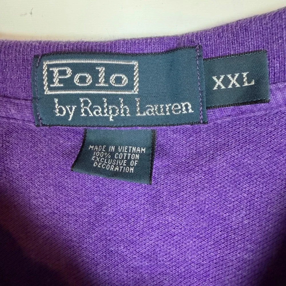 Polo Ralph Lauren Mens XXL Purple Short Sleeve Cotton Pique Polo Green Pony Logo